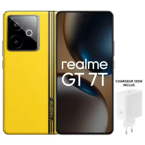 Realme PACK SMARTPHONE REALME GT7T 6,8 5G DOUBLE NANO SIM JAUNE AVEC CHARGEUR REALME 120 W